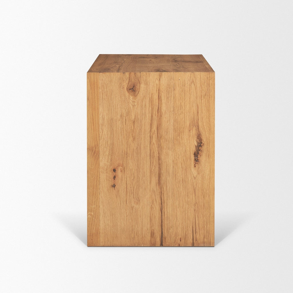 Belford 3 - Drawer Light Brown Oak Wood Closed Nightstand - Dekor Butik