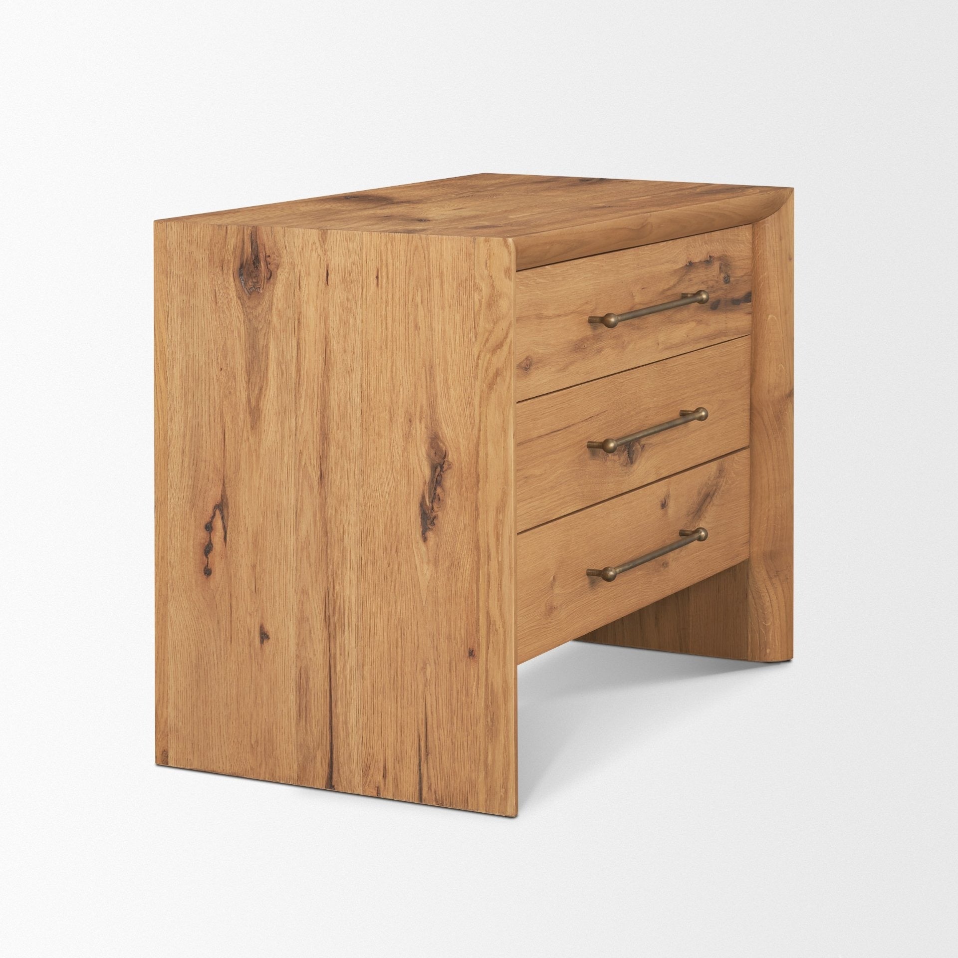 Belford 3 - Drawer Light Brown Oak Wood Closed Nightstand - Dekor Butik