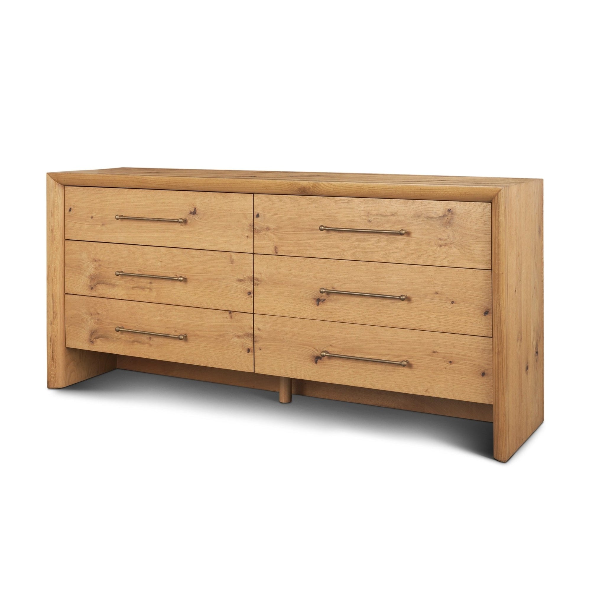 Belford 6 - Drawer Light Brown Oak Wood Dresser - Dekor Butik