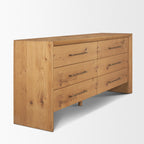 Belford 6 - Drawer Light Brown Oak Wood Dresser - Dekor Butik