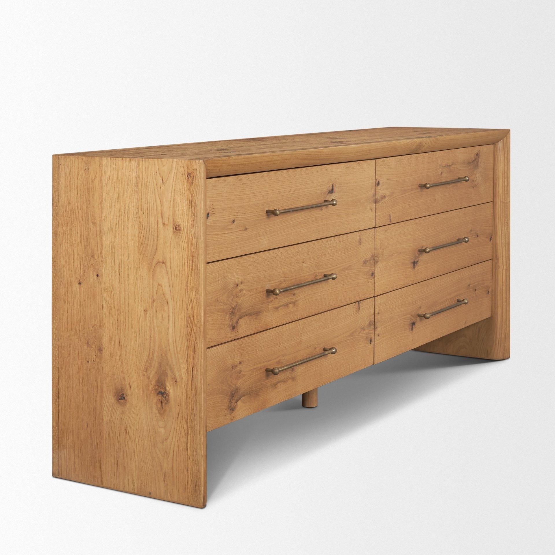 Belford 6 - Drawer Light Brown Oak Wood Dresser - Dekor Butik