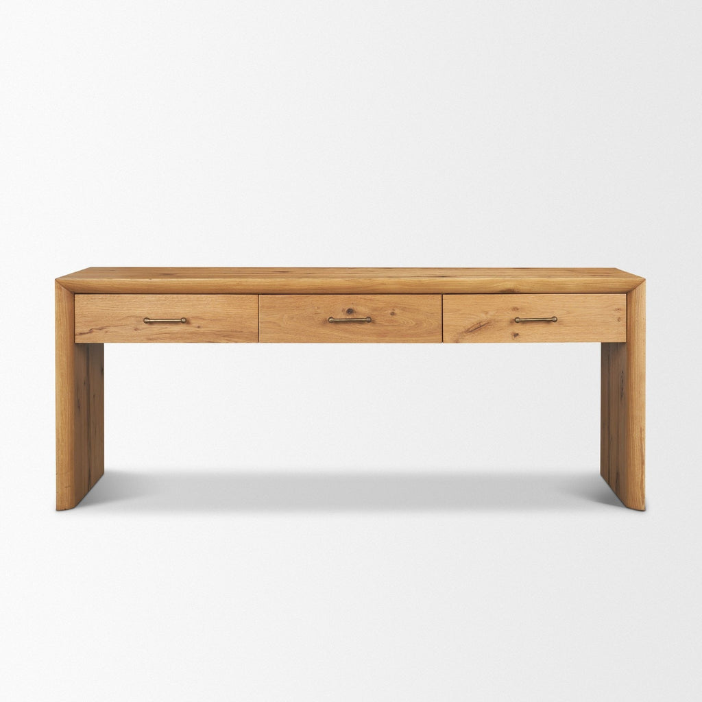 Belford 72" Light Brown Oak Wood Console Table - Dekor Butik