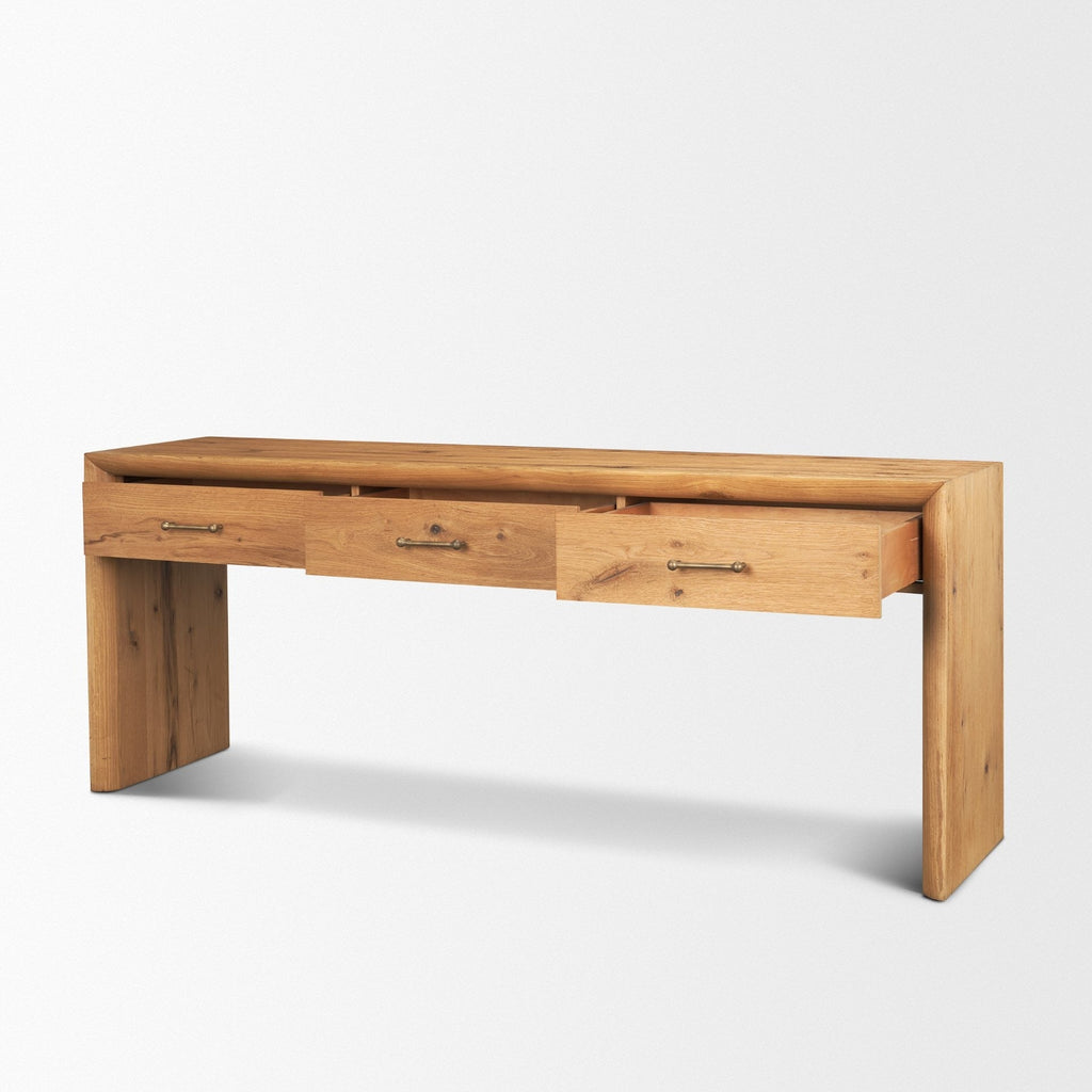 Belford 72" Light Brown Oak Wood Console Table - Dekor Butik