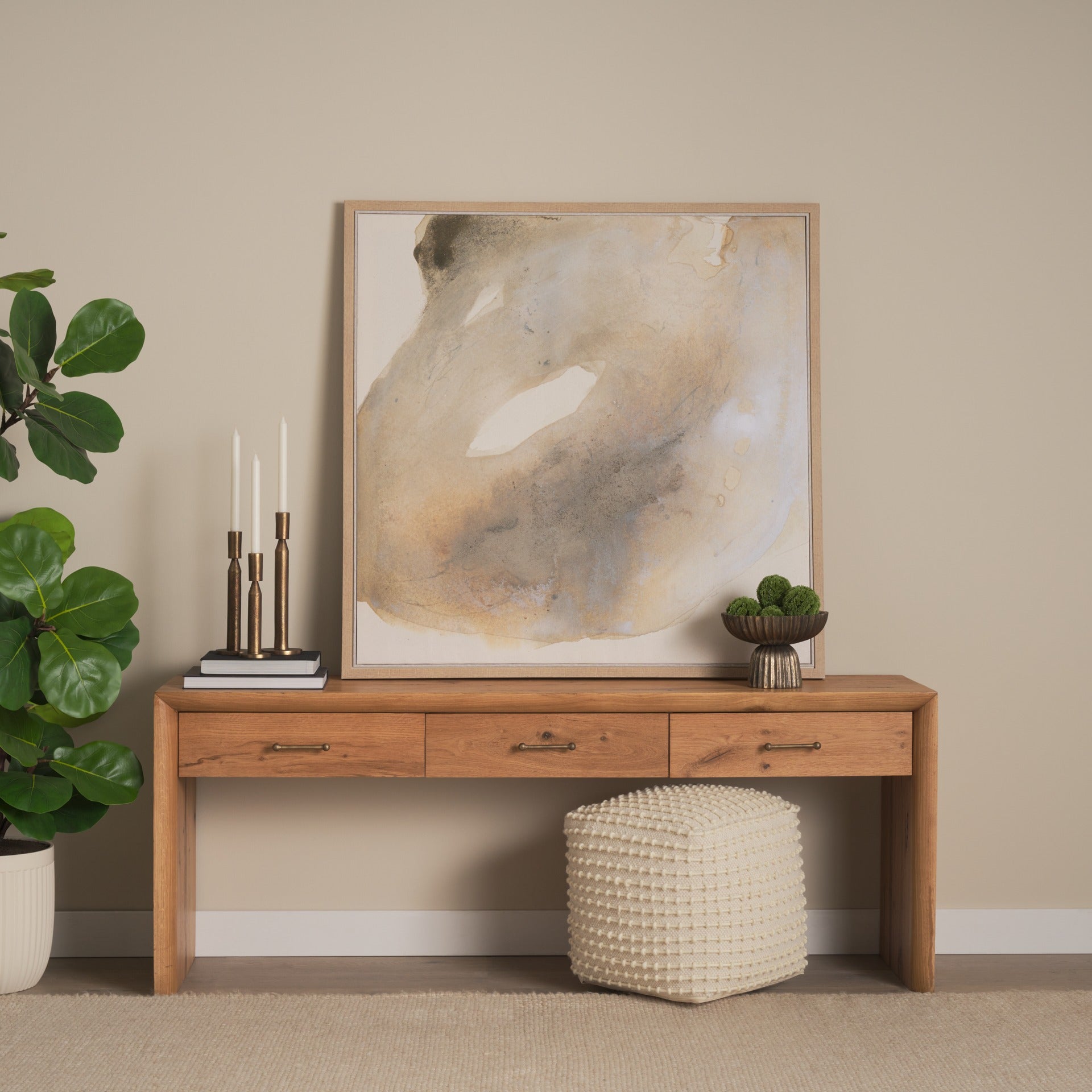 Belford 72" Light Brown Oak Wood Console Table - Dekor Butik