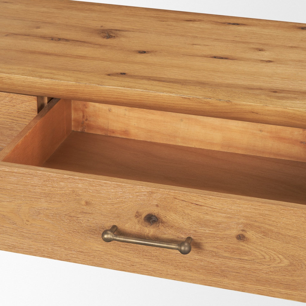Belford 72" Light Brown Oak Wood Console Table - Dekor Butik