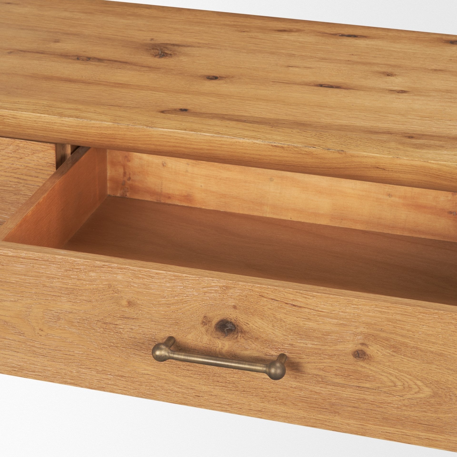 Belford 72" Light Brown Oak Wood Console Table - Dekor Butik