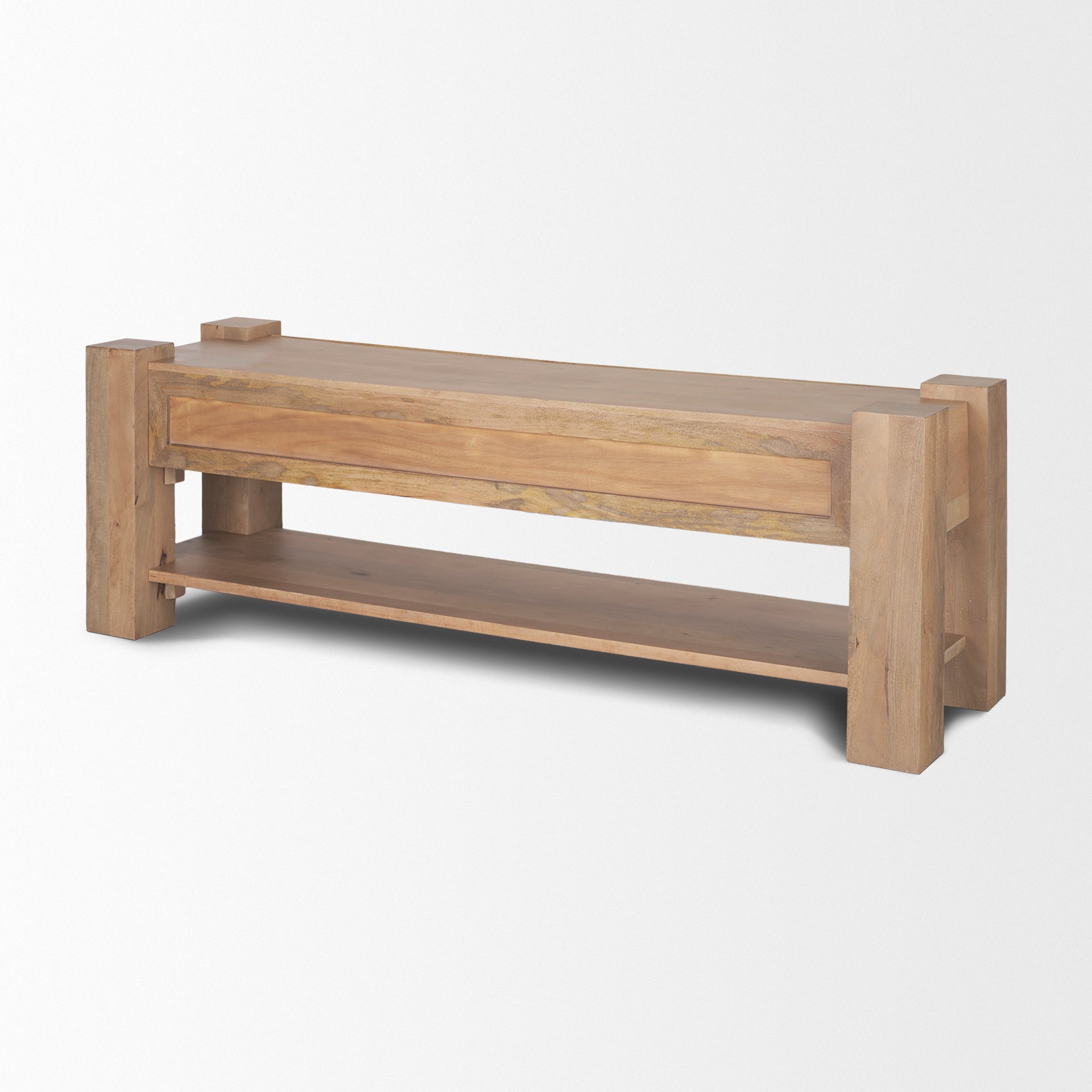 Beth Media Console – Light Brown Solid Mango Wood - Dekor Butik