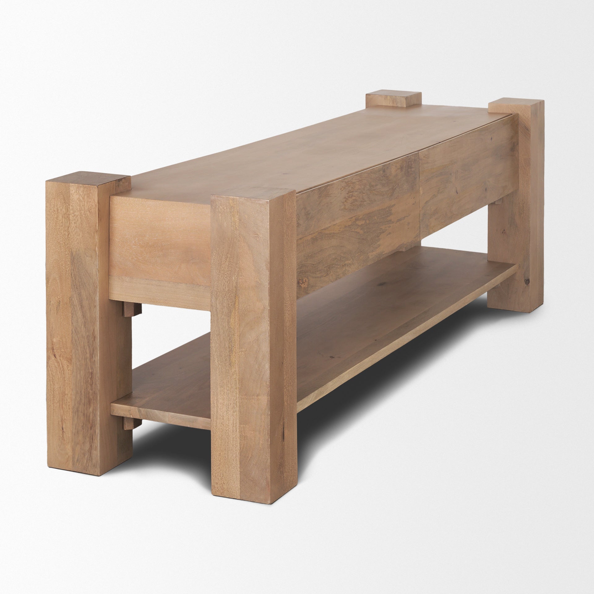 Beth Media Console – Light Brown Solid Mango Wood - Dekor Butik