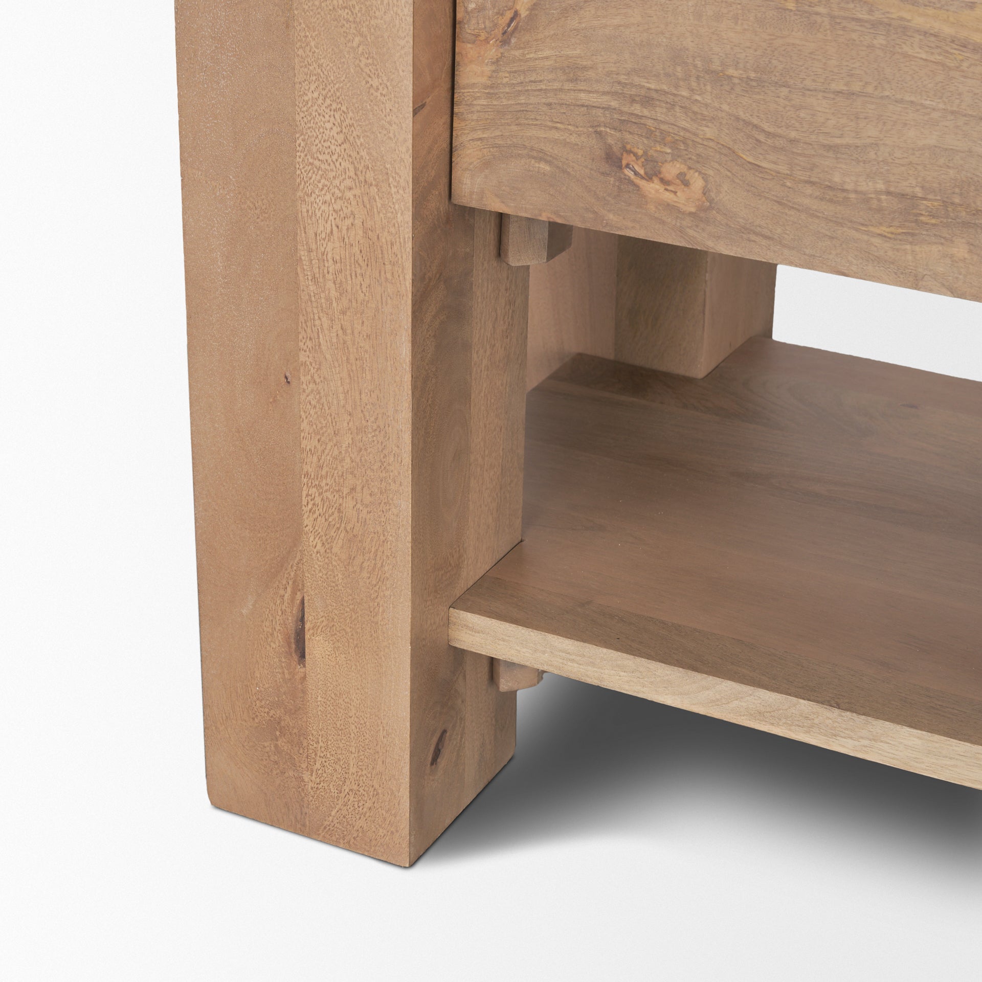 Beth Media Console – Light Brown Solid Mango Wood - Dekor Butik