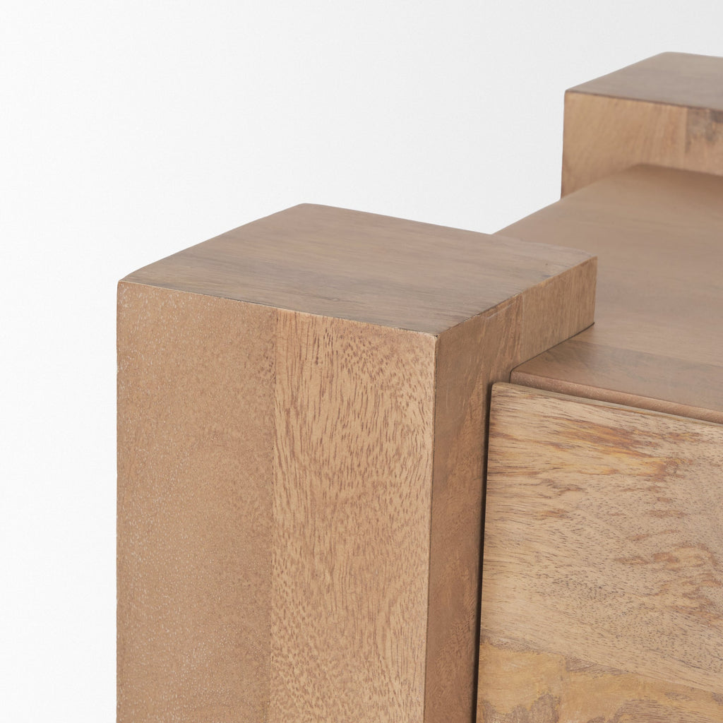Beth Media Console – Light Brown Solid Mango Wood - Dekor Butik
