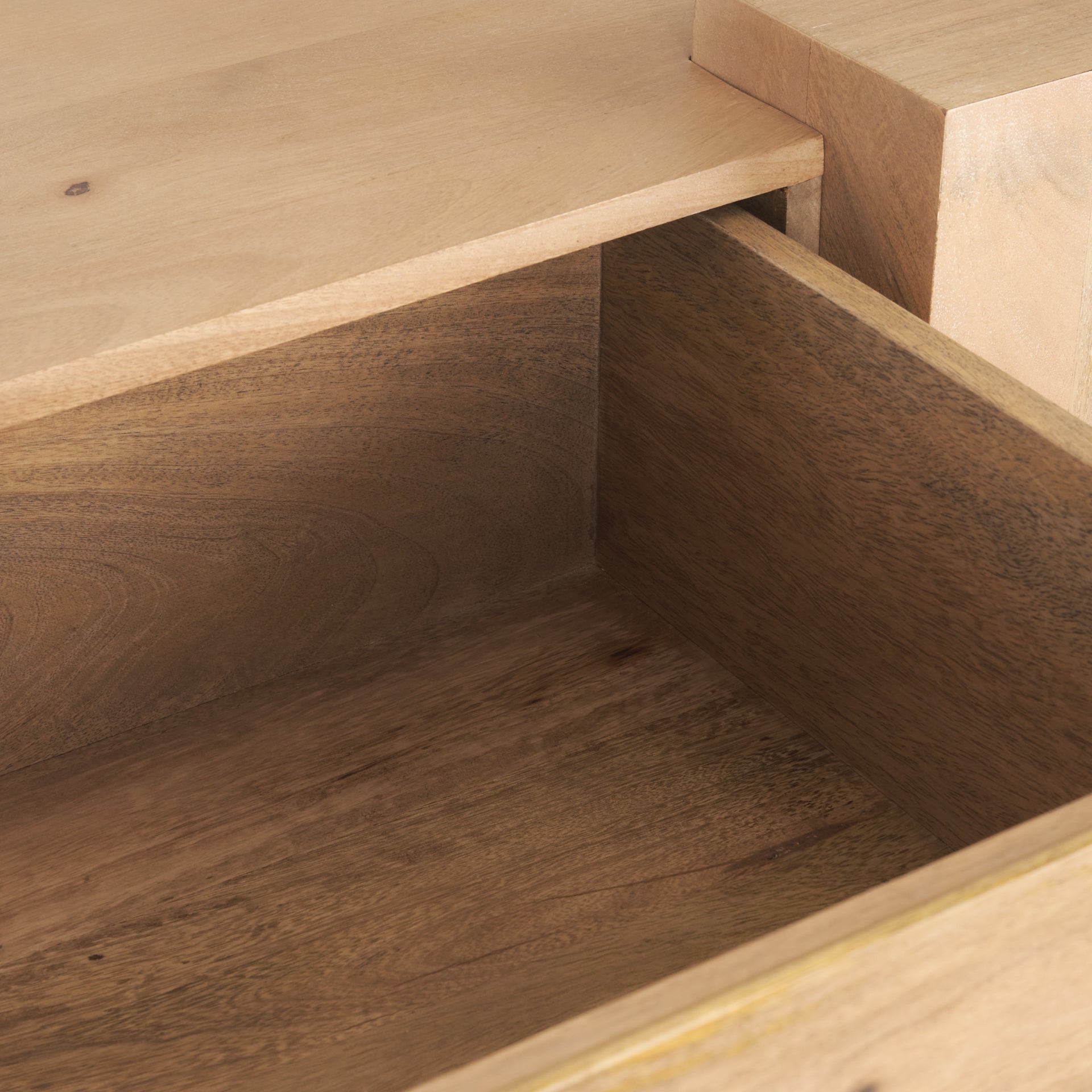 Beth Media Console – Light Brown Solid Mango Wood - Dekor Butik
