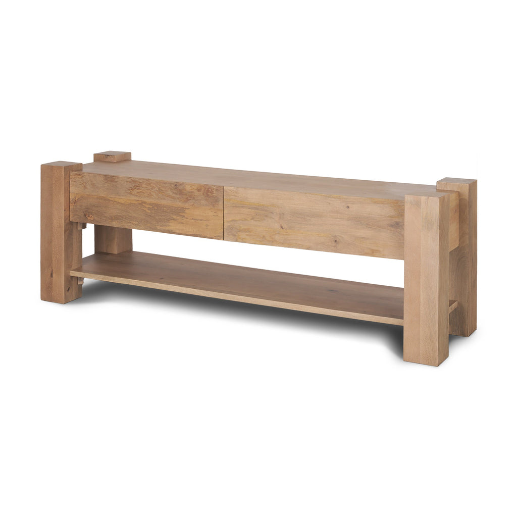 Beth Media Console – Light Brown Solid Mango Wood - Dekor Butik