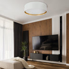 BILBAO Gold Fabric Flush Mount Ceiling Light for Bedroom, Hallway & Living Room - Dekor Butik