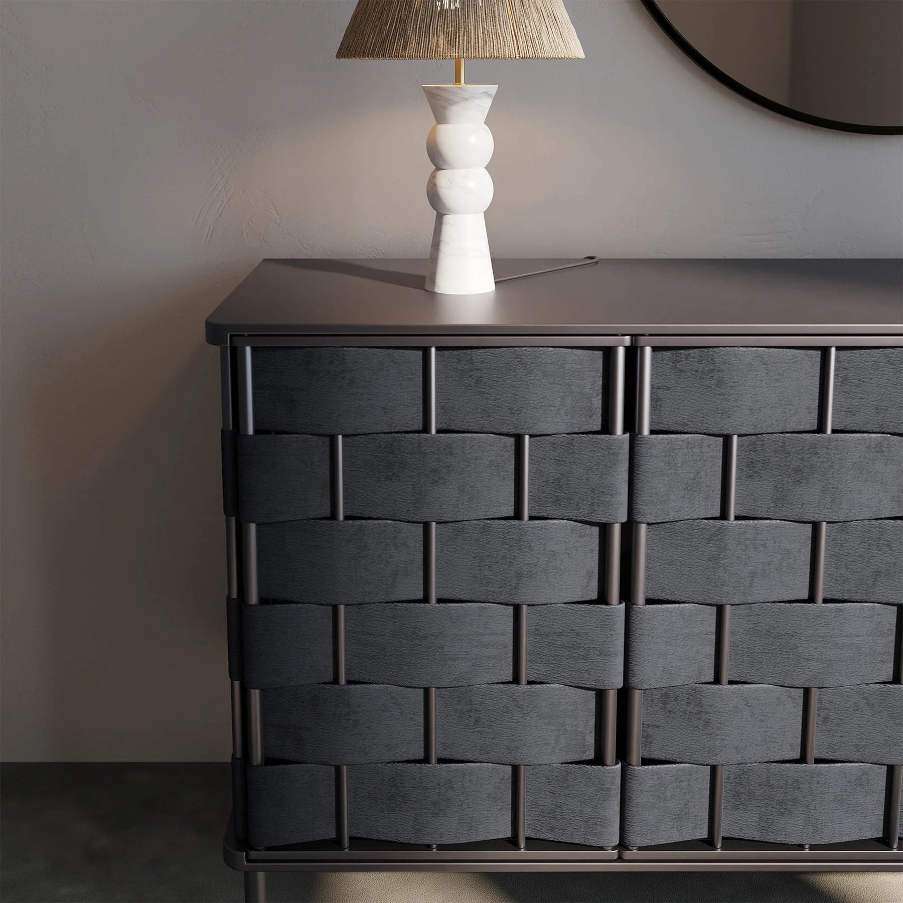 Bishop Sideboard - Black Leather - Dekor Butik