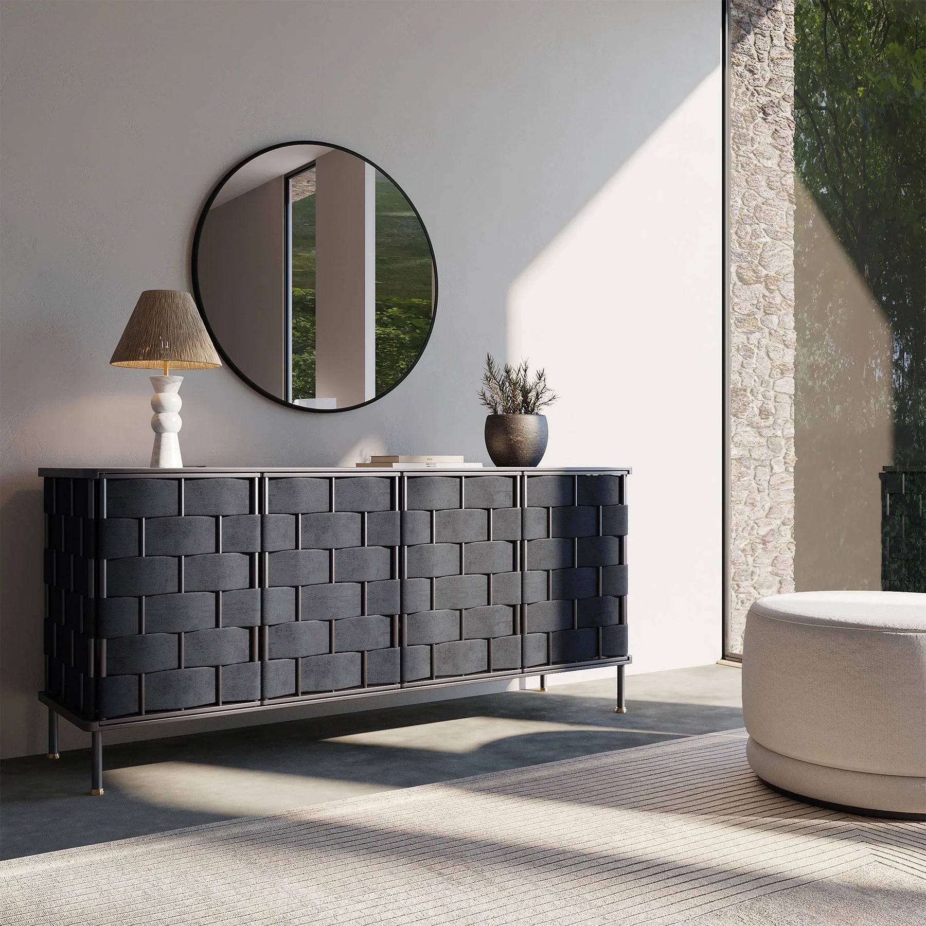 Bishop Sideboard - Black Leather - Dekor Butik
