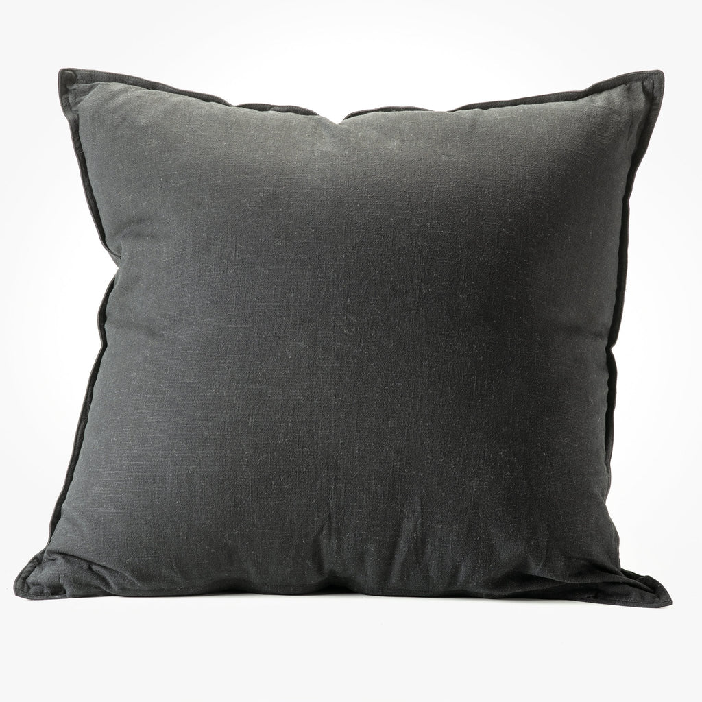 Decorative CushionsBlack Linen Decorative Pillow 24" x 24" - Dekor Butik