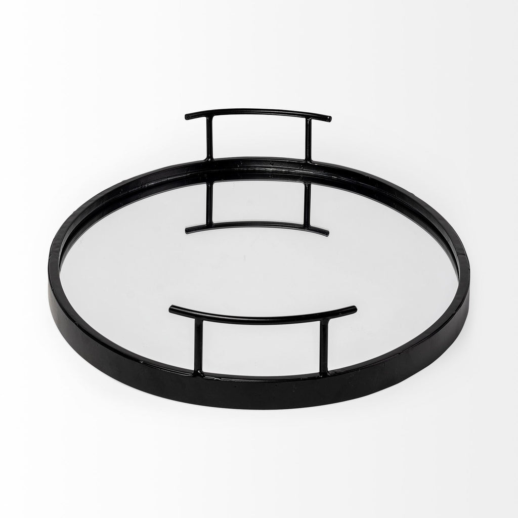 DecorBlack Oval Mirrored Tray - Dekor Butik