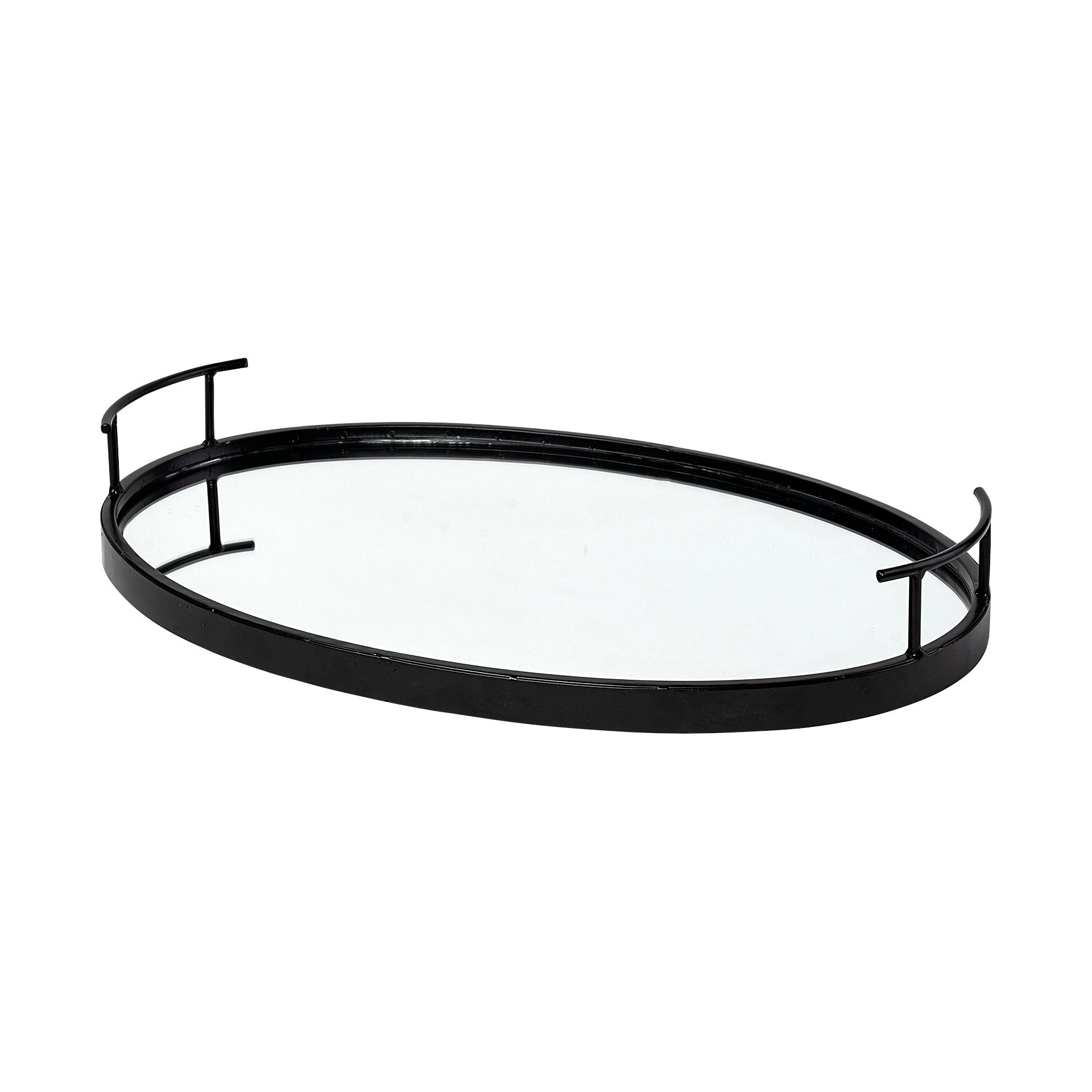 DecorBlack Oval Mirrored Tray - Dekor Butik