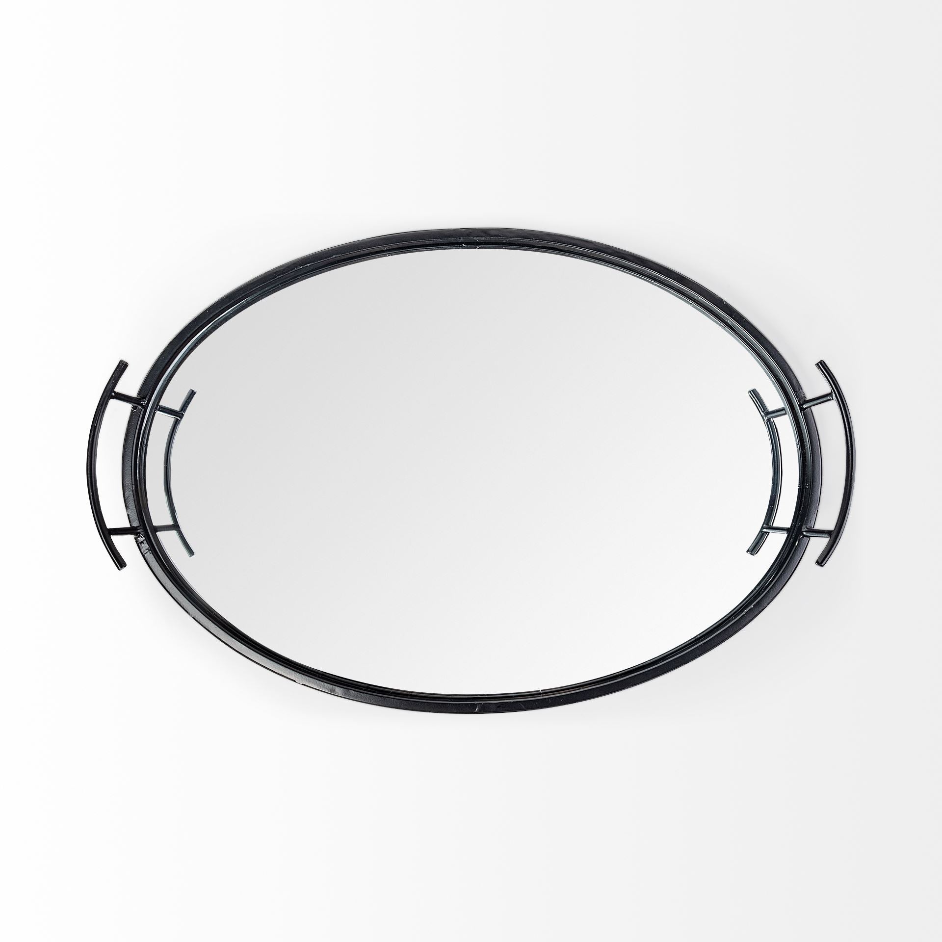 DecorBlack Oval Mirrored Tray - Dekor Butik