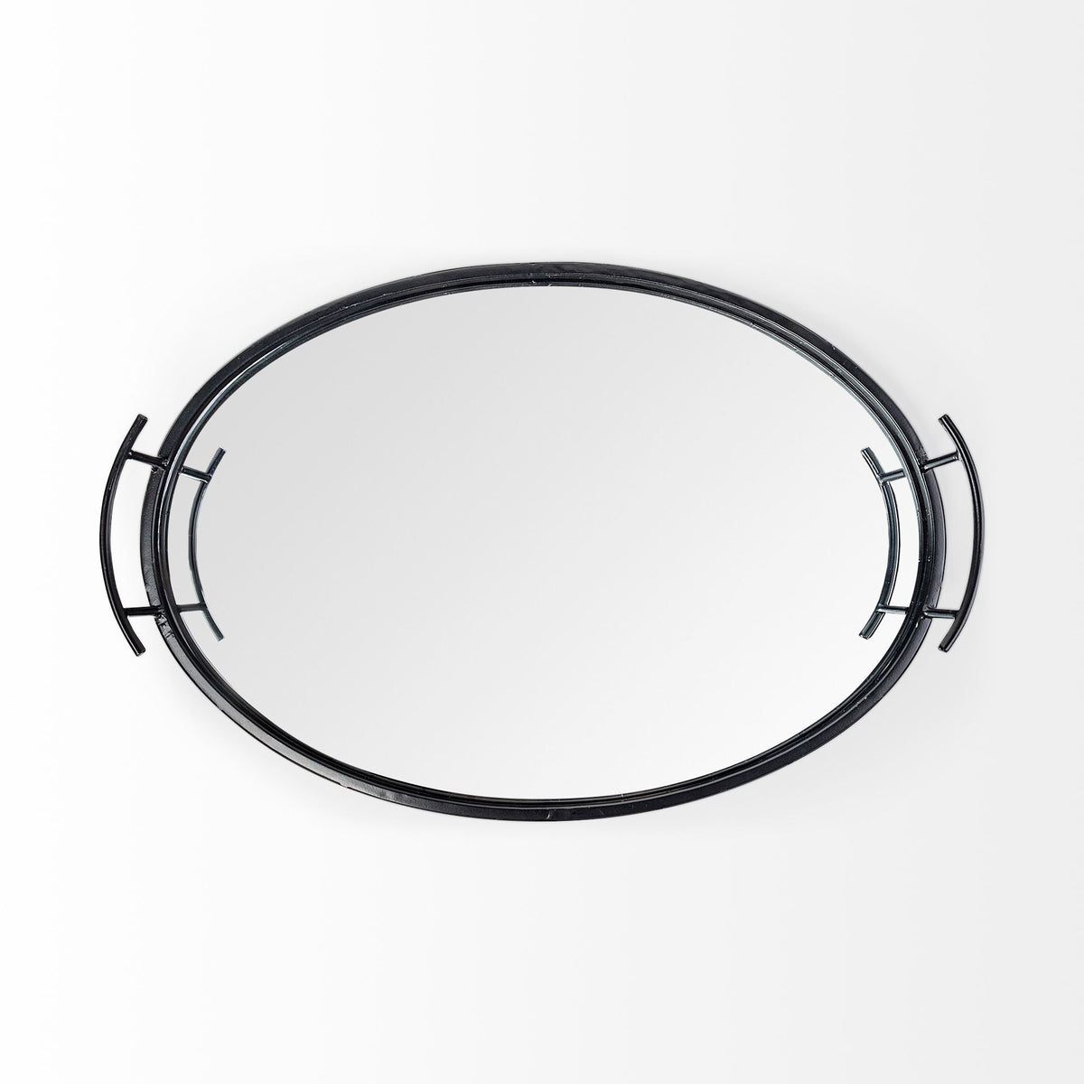 DecorBlack Oval Mirrored Tray - Dekor Butik