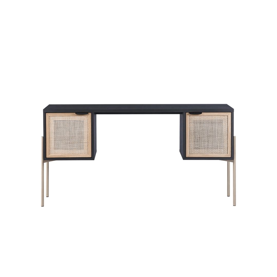 FurnitureBlack & Rattan Desk - Dekor Butik
