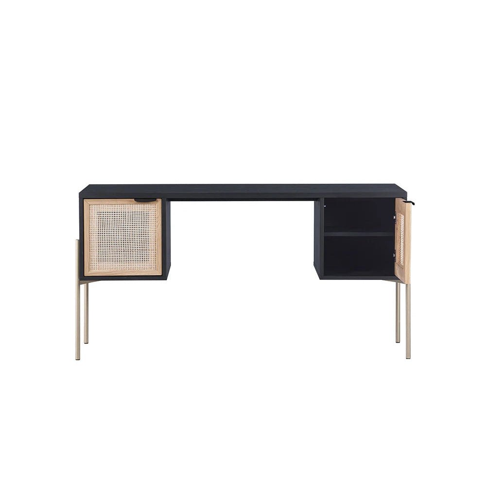 FurnitureBlack & Rattan Desk - Dekor Butik