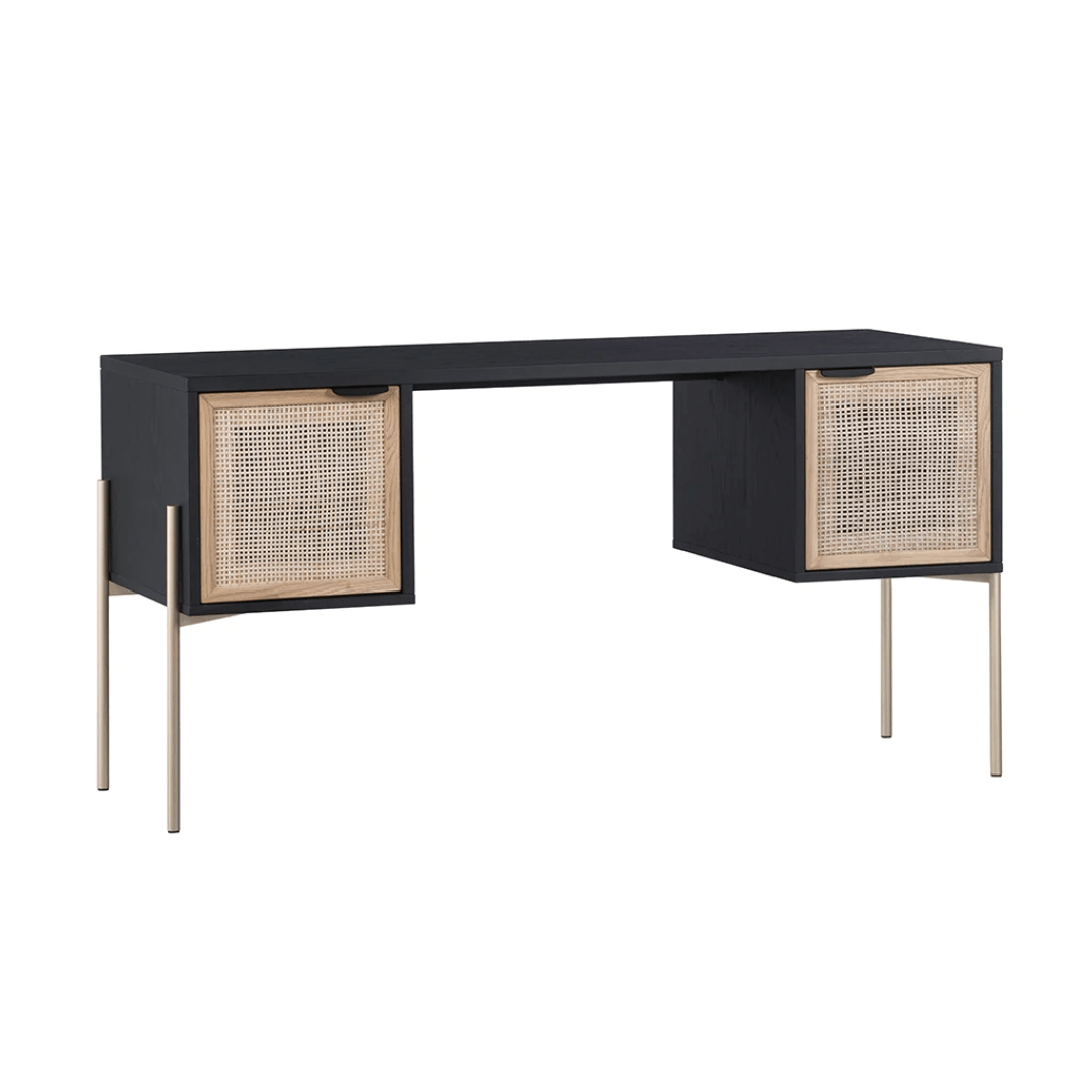 FurnitureBlack & Rattan Desk - Dekor Butik
