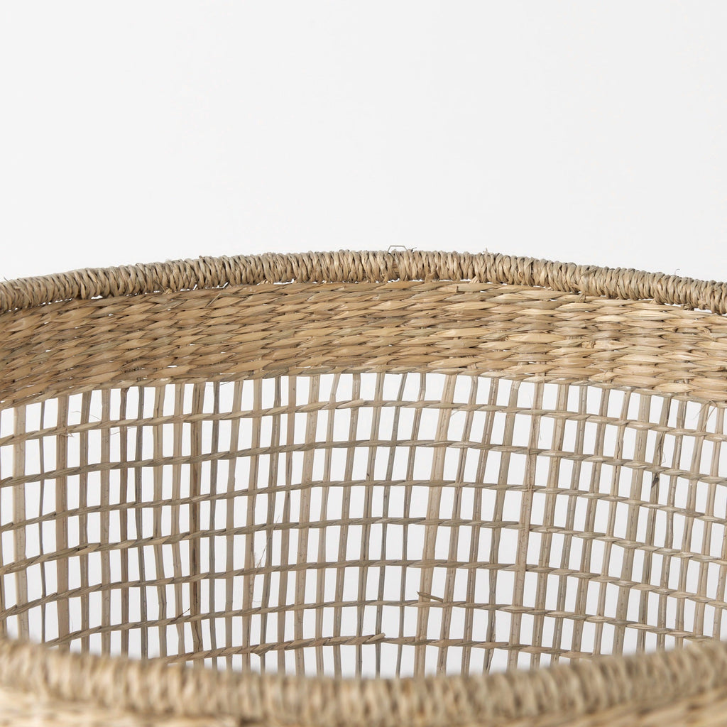 Bowie 19.7L x 19.7W x 19.7H (Set of 3) Medium Brown Seagrass Round Basket W/ Handles - Dekor Butik