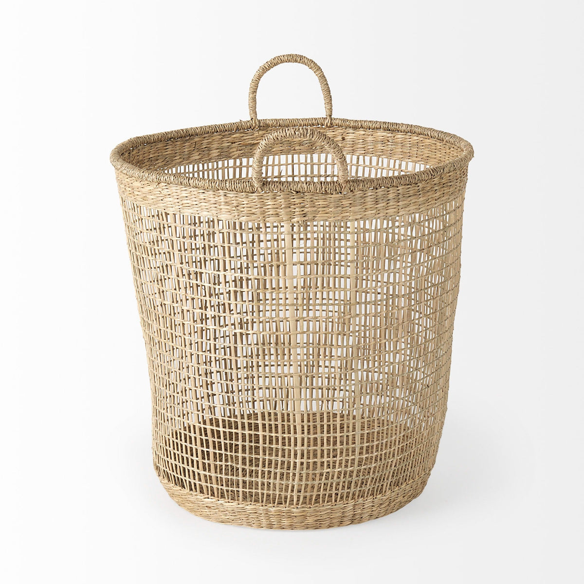 Bowie 19.7L x 19.7W x 19.7H (Set of 3) Medium Brown Seagrass Round Basket W/ Handles - Dekor Butik