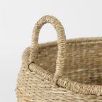 Bradley 18.1L x 18.1W x 16.0H (Set of 2) Light Brown W/Striped Seagrass Basket W/ Handles - Dekor Butik