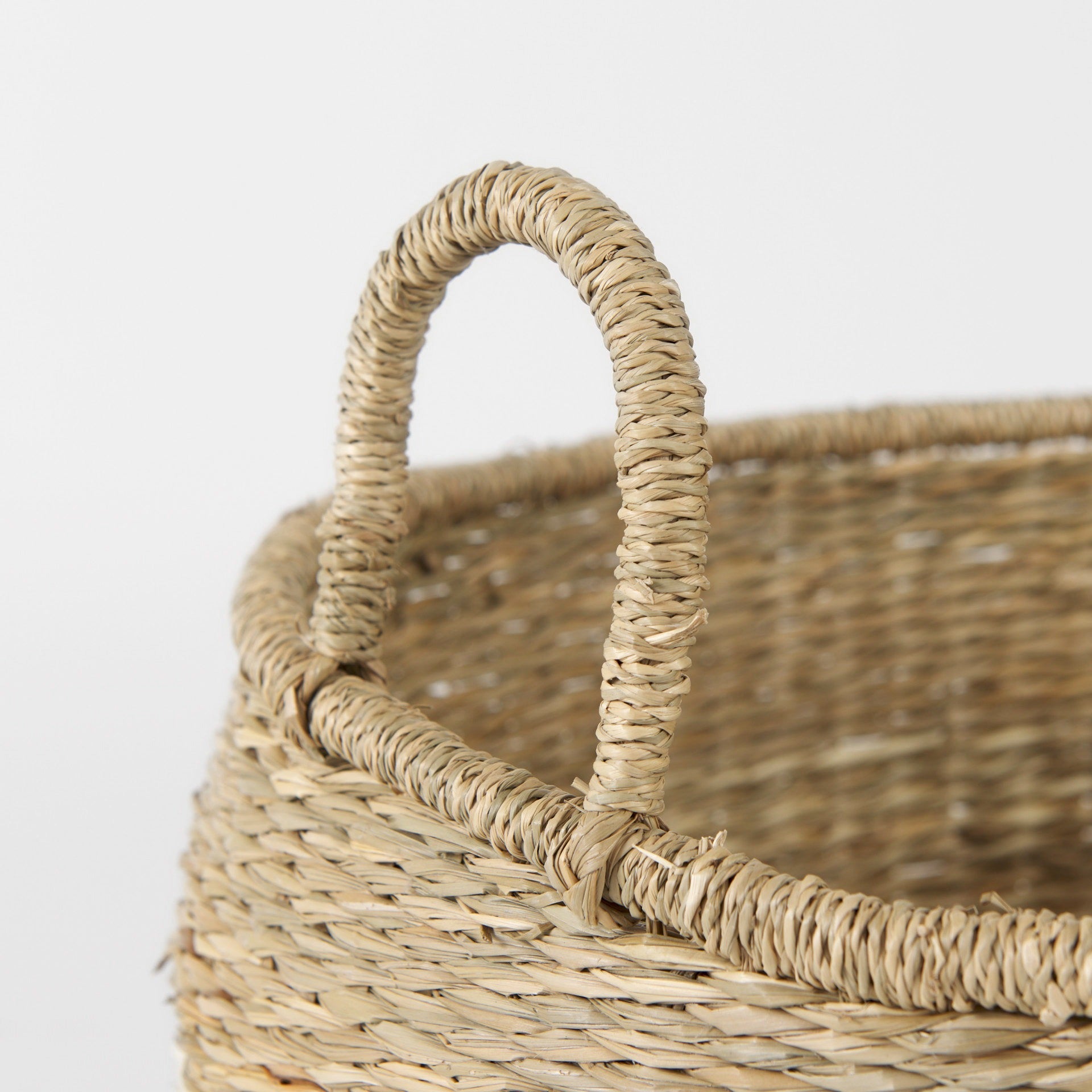 Bradley 18.1L x 18.1W x 16.0H (Set of 2) Light Brown W/Striped Seagrass Basket W/ Handles - Dekor Butik