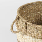 Bradley 18.1L x 18.1W x 16.0H (Set of 2) Light Brown W/Striped Seagrass Basket W/ Handles - Dekor Butik