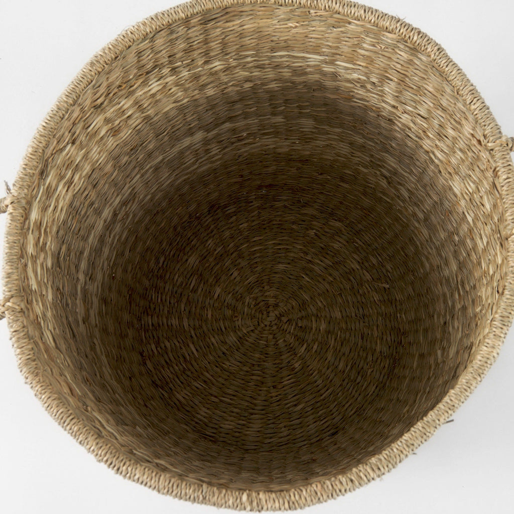 Bradley 18.1L x 18.1W x 16.0H (Set of 2) Light Brown W/Striped Seagrass Basket W/ Handles - Dekor Butik