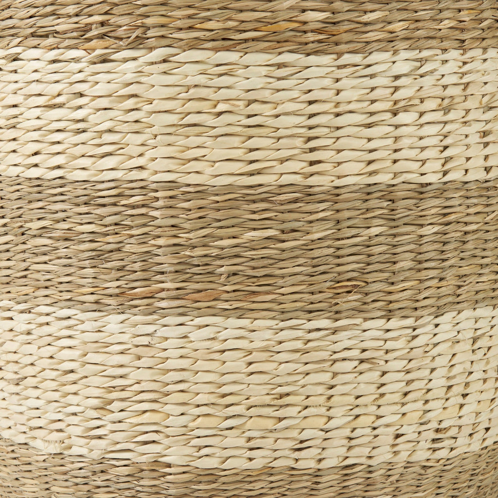 Bradley 18.1L x 18.1W x 16.0H (Set of 2) Light Brown W/Striped Seagrass Basket W/ Handles - Dekor Butik