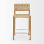 Brinley Woven Paper Rope w/ Brown Wood Frame Counter Stool - Dekor Butik