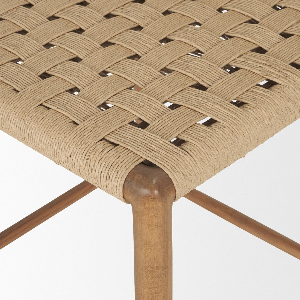 Brinley Woven Paper Rope w/ Brown Wood Frame Counter Stool - Dekor Butik