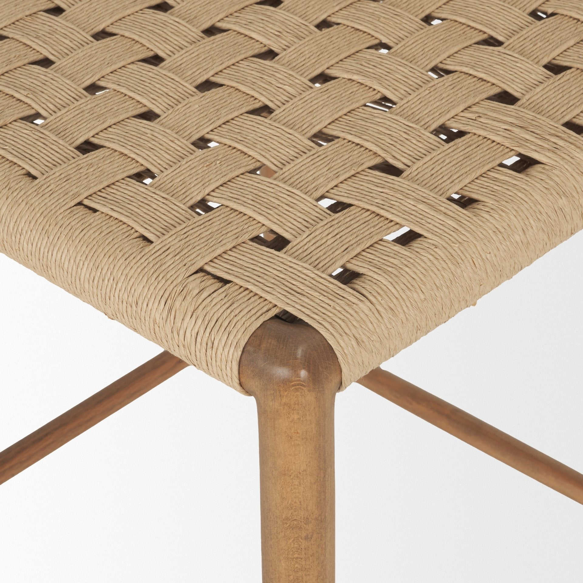 Brinley Woven Paper Rope w/ Brown Wood Frame Counter Stool - Dekor Butik