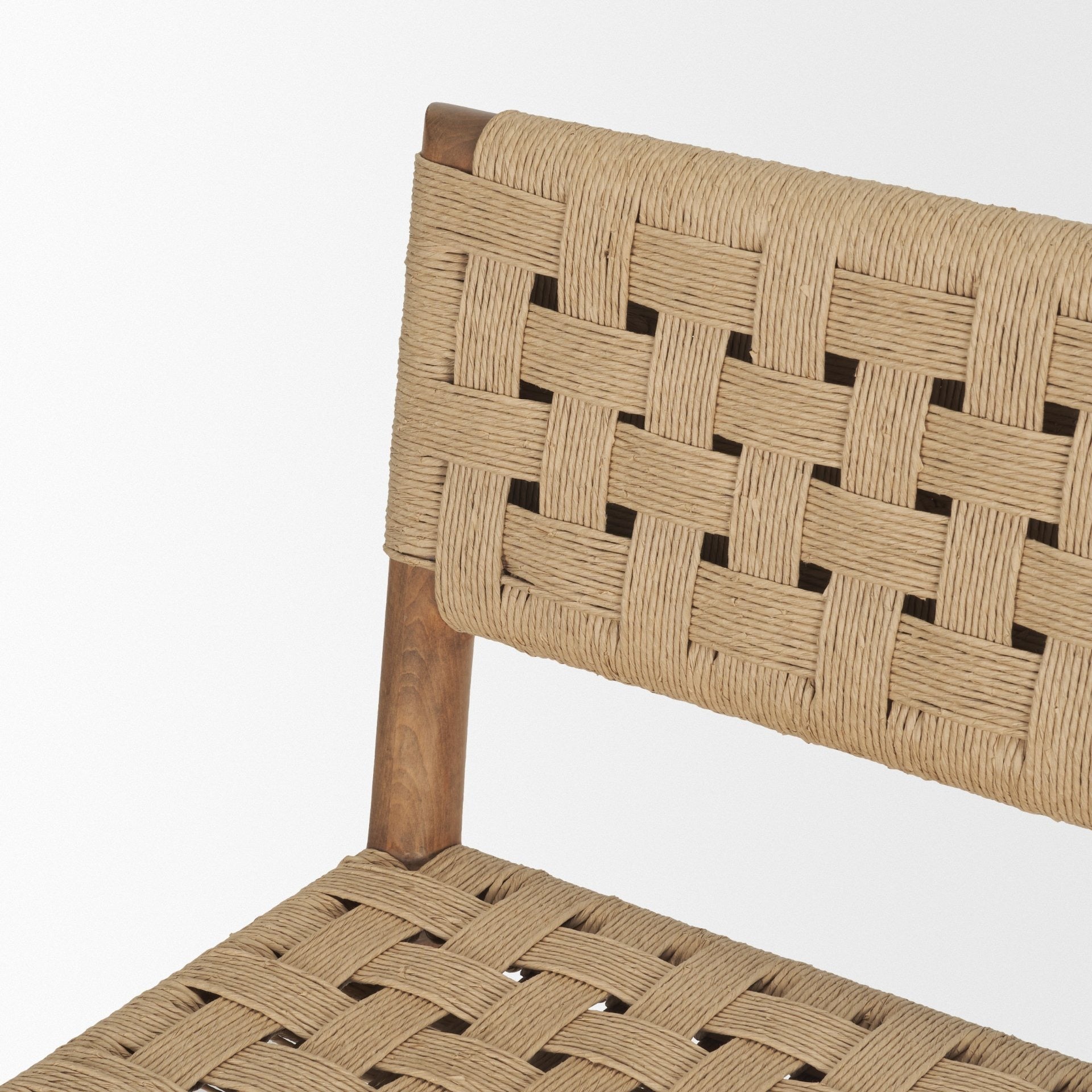 Brinley Woven Paper Rope w/ Brown Wood Frame Counter Stool - Dekor Butik