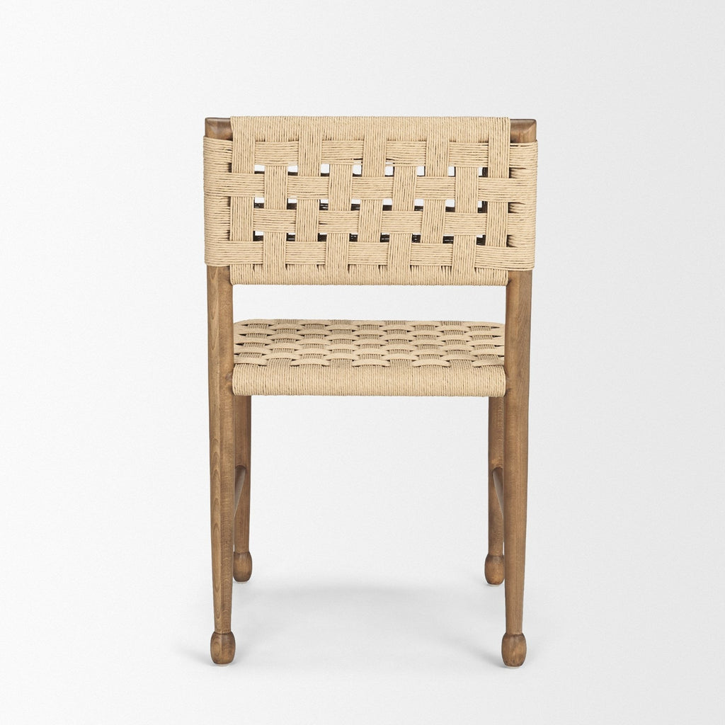 Brinley Woven Paper Rope w/ Brown Wood Frame Dining Chair - Dekor Butik