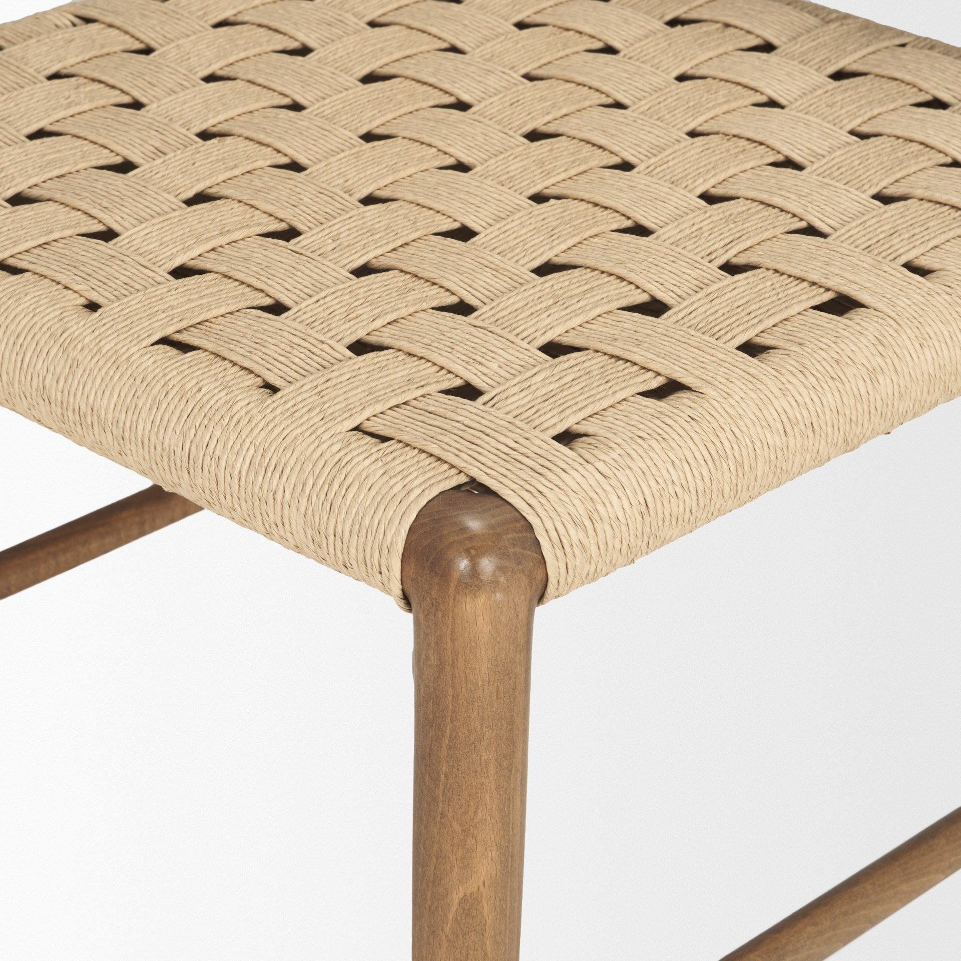 Brinley Woven Paper Rope w/ Brown Wood Frame Dining Chair - Dekor Butik