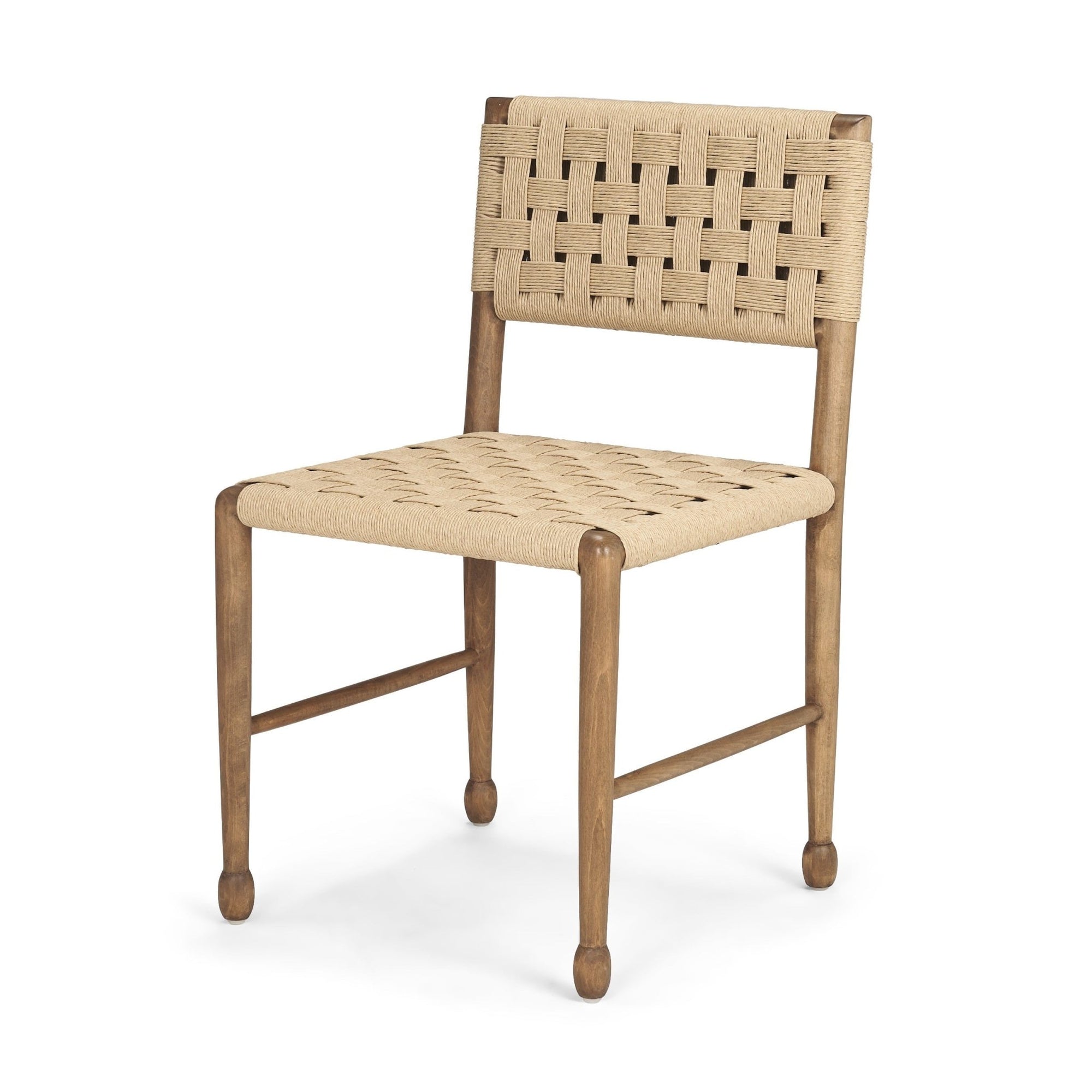 Brinley Woven Paper Rope w/ Brown Wood Frame Dining Chair - Dekor Butik