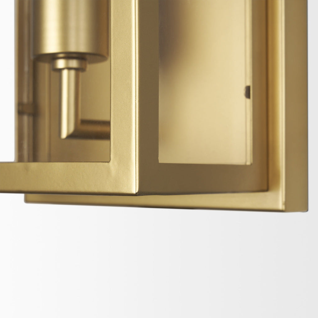 Cairn Brushed Gold Metal w/ Glass 1 - Light Wall Sconce - Dekor Butik