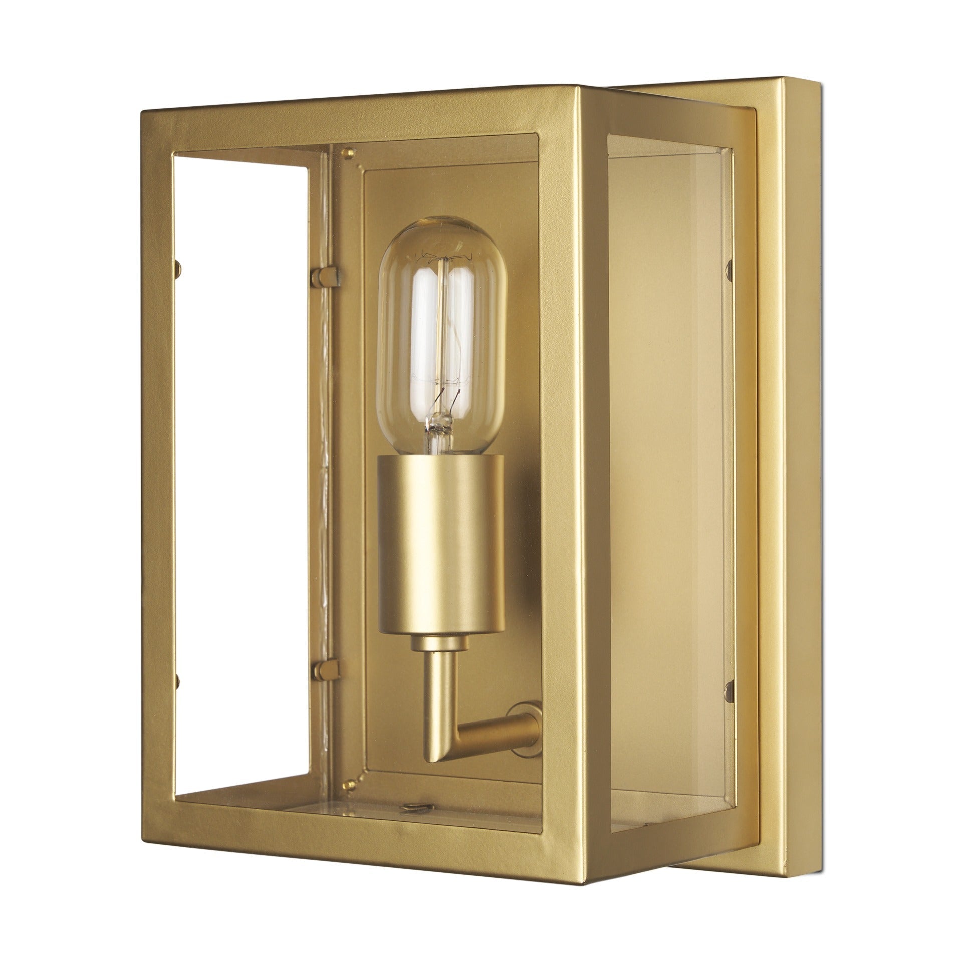 Cairn Brushed Gold Metal w/ Glass 1 - Light Wall Sconce - Dekor Butik