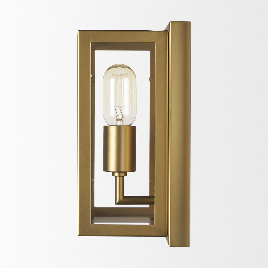 Cairn Brushed Gold Metal w/ Glass 1 - Light Wall Sconce - Dekor Butik