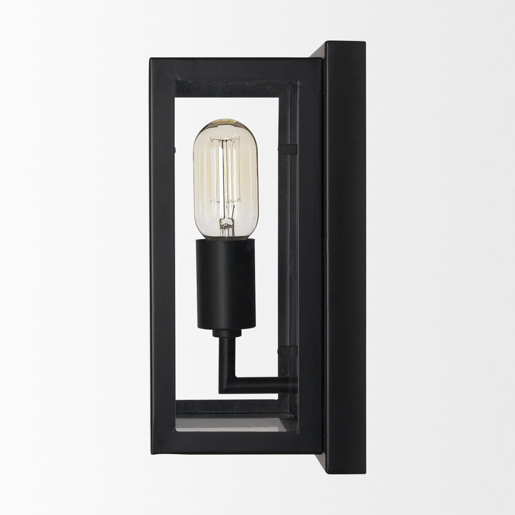 Cairn Matte Black Metal w/ Glass 1 - Light Wall Sconce - Dekor Butik