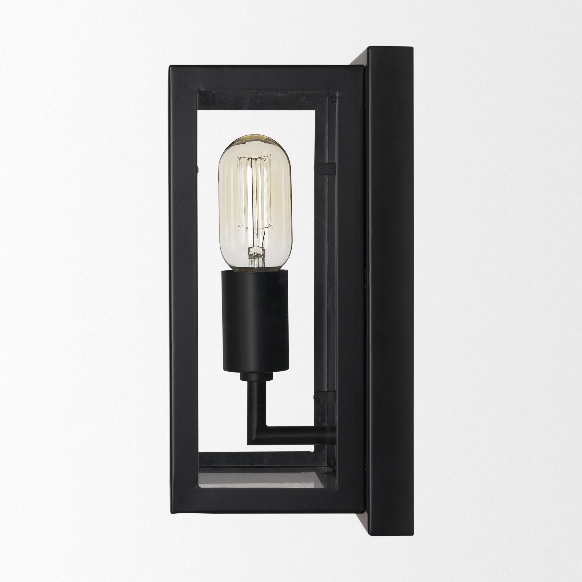 Cairn Matte Black Metal w/ Glass 1 - Light Wall Sconce - Dekor Butik