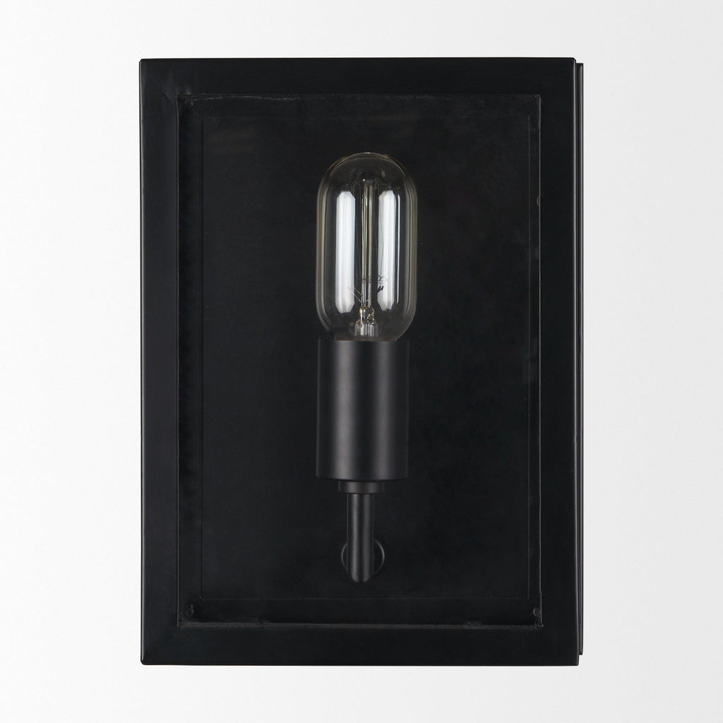 Cairn Matte Black Metal w/ Glass 1 - Light Wall Sconce - Dekor Butik