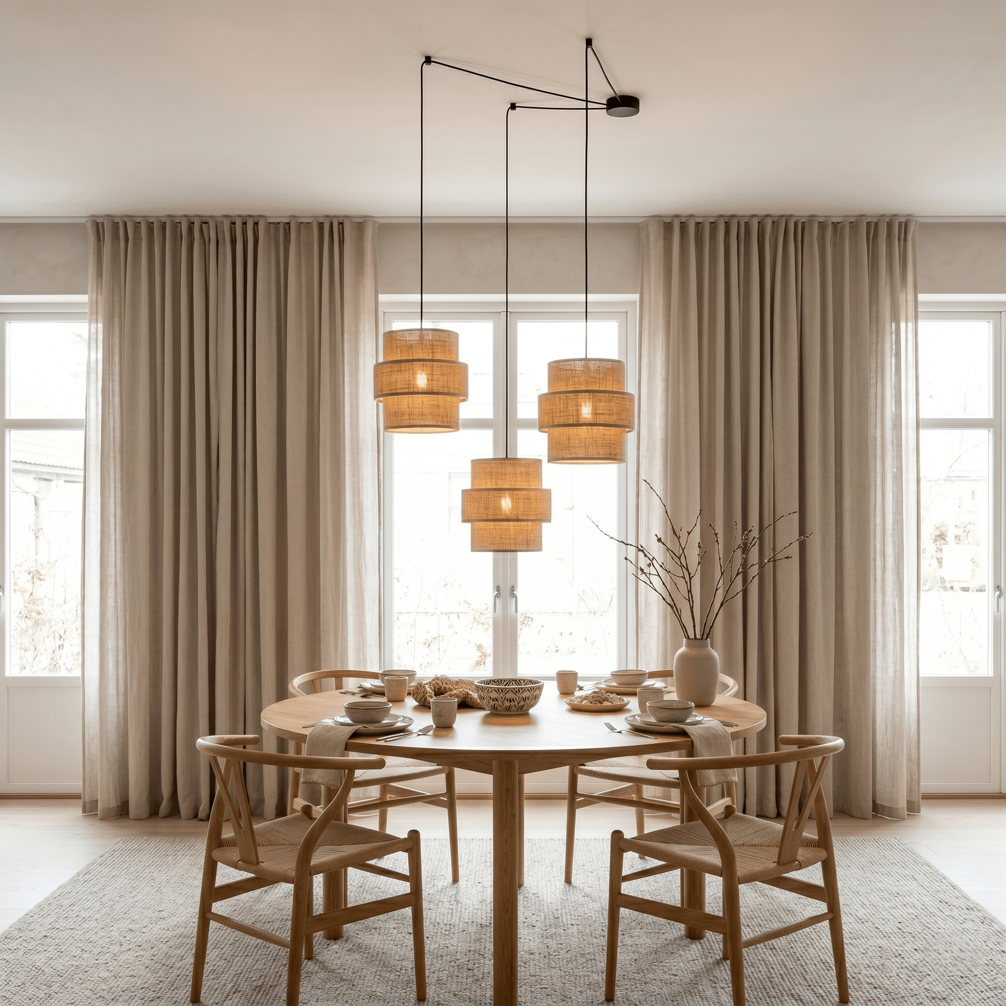 CALISTO JUTE 3 - Light Suspension Pendant for Dining Tables, Stairwells & High Ceilings - Dekor Butik