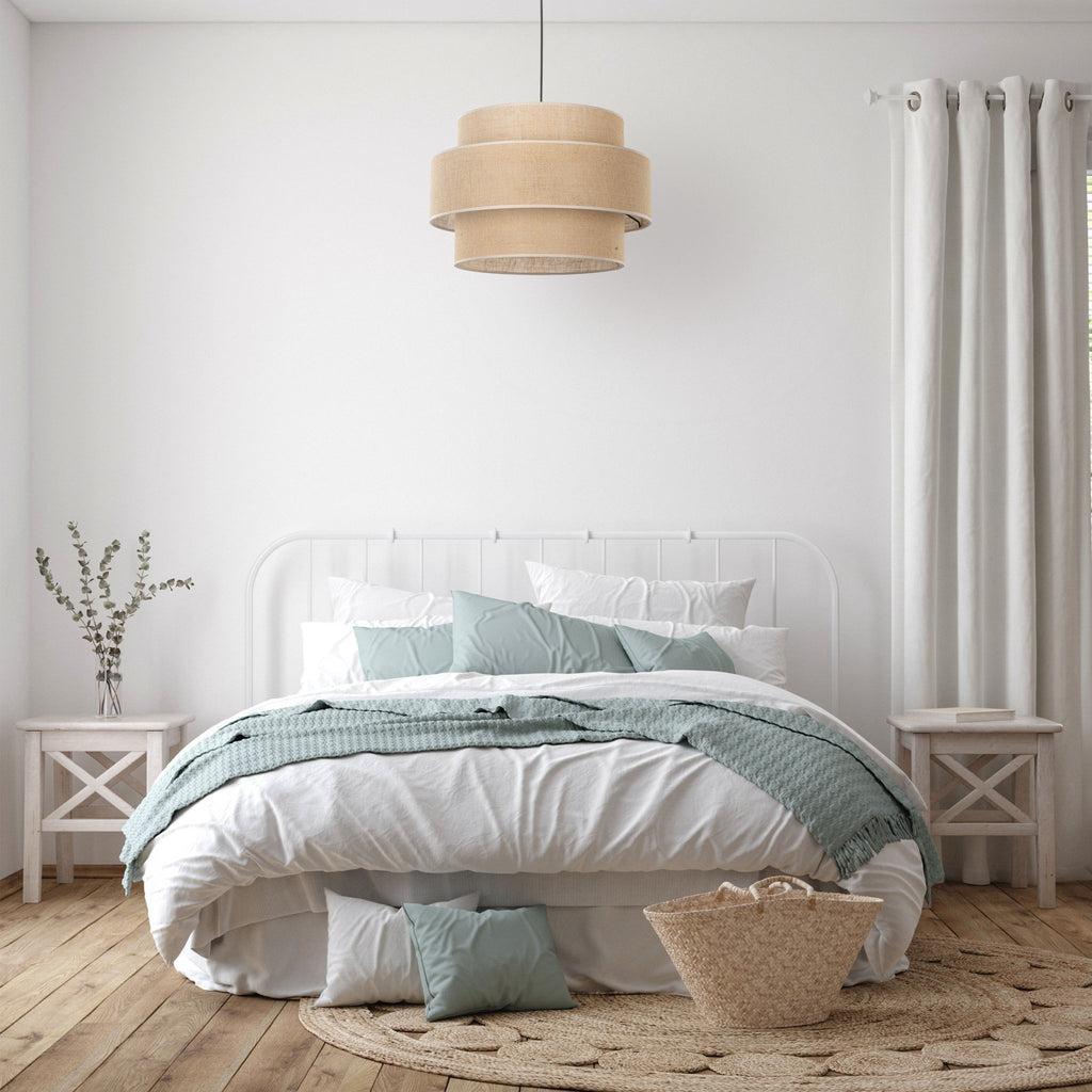 CALISTO JUTE Large Scandinavian Pendant Light for Bedroom, Living Room & Warm Natural Interiors - Dekor Butik
