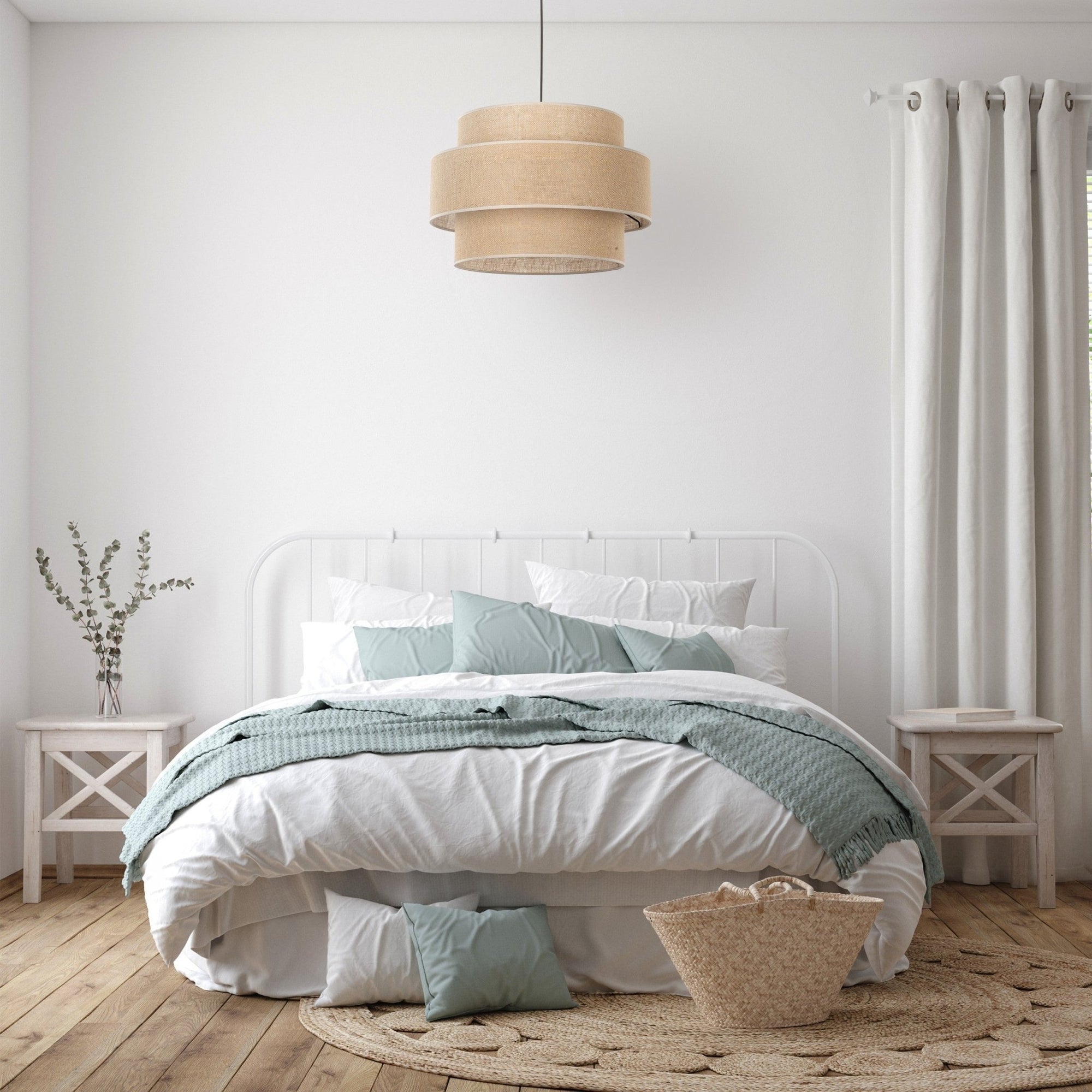 CALISTO JUTE Large Scandinavian Pendant Light for Bedroom, Living Room & Warm Natural Interiors - Dekor Butik